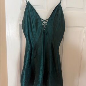 Frederick's of Hollywood Deep Green Satin Gown